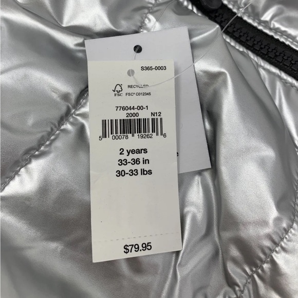 NWT 2T Gap reversible metallic Sherpa silver/grey winter coat - Picture 7 of 10